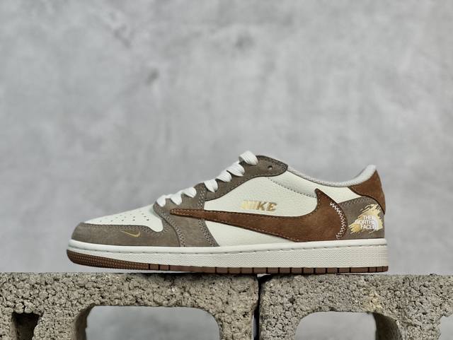 放店私 Travis Scott X Fragment Design X Air Jordan 1 Low Og Sp Aj1 乔1 北面联名 摩卡金 低帮文化