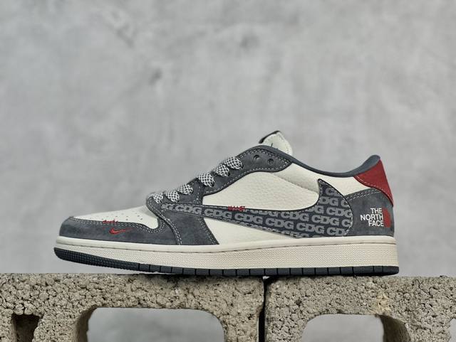 放店私 Travis Scott X Fragment Design X Air Jordan 1 Low Og Sp Aj1 乔1 北面联名 Cdg白灰 低帮