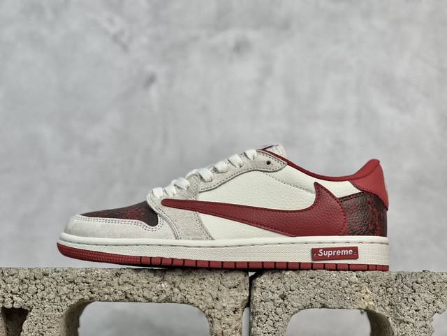 放店私 Travis Scott X Fragment Design X Air Jordan 1 Low Og Sp Aj1 乔1 Supreme联名 中国红