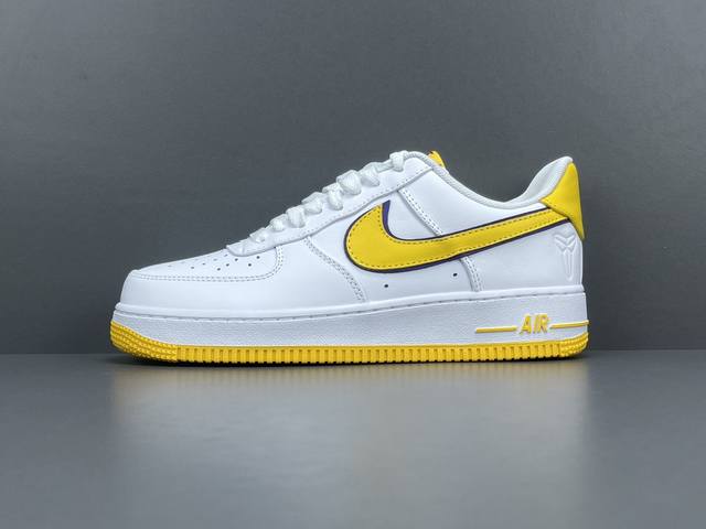 渠道优势，！ God版 空军 Kobe Bryant X Nike Air Force 1 Retro Qs 防滑 低帮 板鞋 男款 白黄紫 尺码40-47.5
