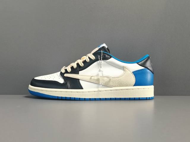 渠道优势，支持代发！ X版：顶级Aj1 黑蓝白联名 低帮 倒钩 莞产 Travis Scott X Fragment Design X Air Jordan 1