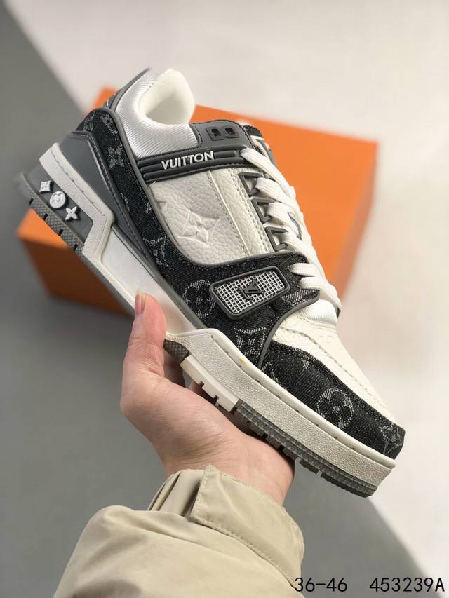 Lv路易威登Louis Vuitton Trail Sneaker Low 休闲运动文化百搭篮球板鞋 致Tpr光泽鞋底#耐弯折滴塑支持片#鞋垫嵌入超软脚感乳胶材