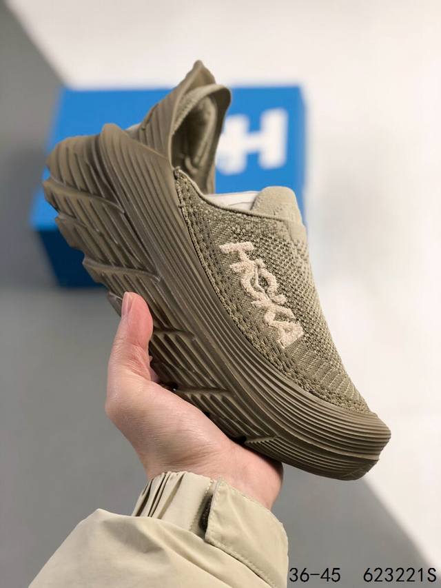 公司级带半码！ Hoka One One Restore Tc 一脚蹬 舒适织物减震防滑透气低帮休闲跑步鞋 货号:1134532 尺码:36 36.5 37.5
