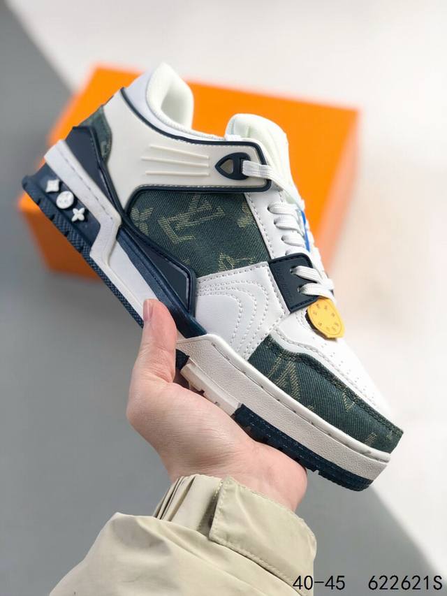 Lv路易威登Louis Vuitton Trail Sneaker Low 休闲运动文化百搭篮球板鞋 致Tpr光泽鞋底#耐弯折滴塑支持片#鞋垫嵌入超软脚感乳胶材