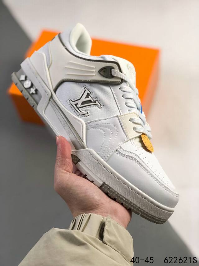 Lv路易威登Louis Vuitton Trail Sneaker Low 休闲运动文化百搭篮球板鞋 致Tpr光泽鞋底#耐弯折滴塑支持片#鞋垫嵌入超软脚感乳胶材