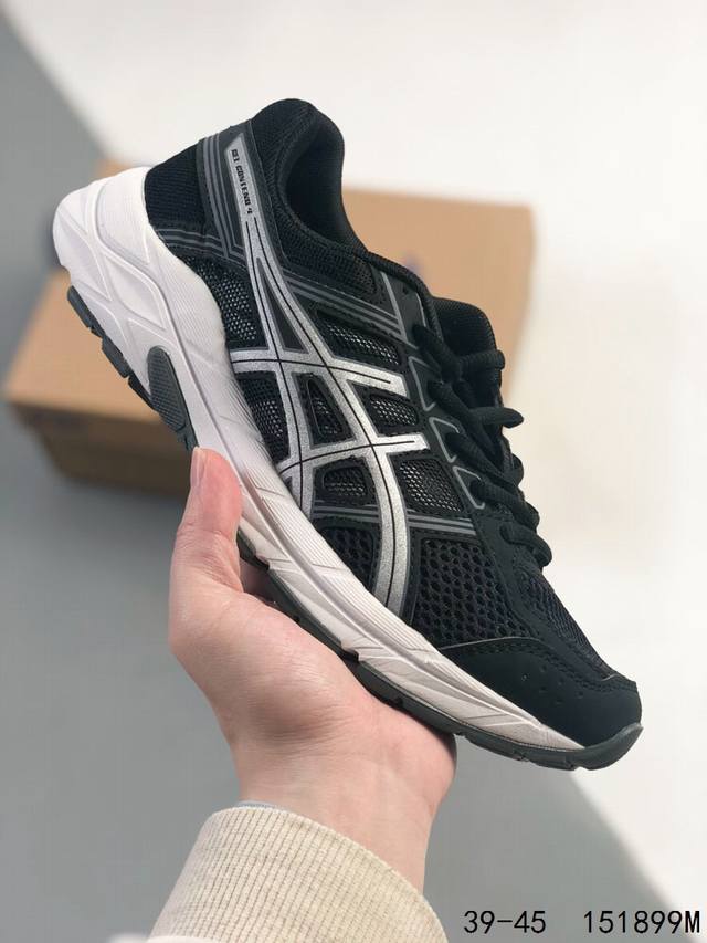 真标带半码！ Asics 亚瑟士 Gel-Contend 4.0 缓震回弹透气跑步鞋 多层网面织物+植绒材质构成了亚瑟士Logo图案，具有很高的品牌识别性。网面