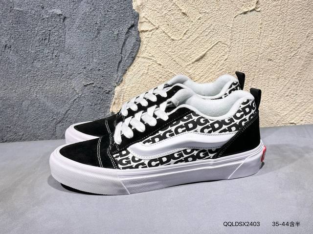 Vans Knu-Skool Vr3 Lx 面包鞋 黑红拼接低帮复古休闲硫化板鞋 Vn0009Qcknu #肥胖版大Logo Qqldsx2403
