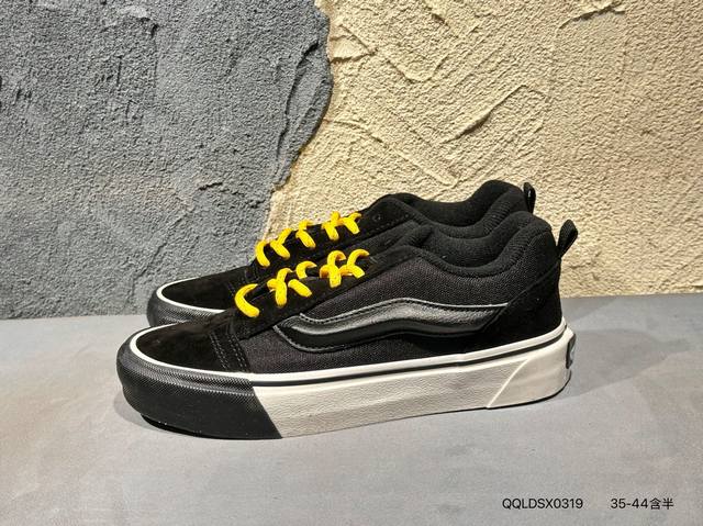 Vans Knu-Skool Vr3 Lx 面包鞋 黑红拼接低帮复古休闲硫化板鞋 Vn0009Qcknu #肥胖版大Logo Qqldsx0319