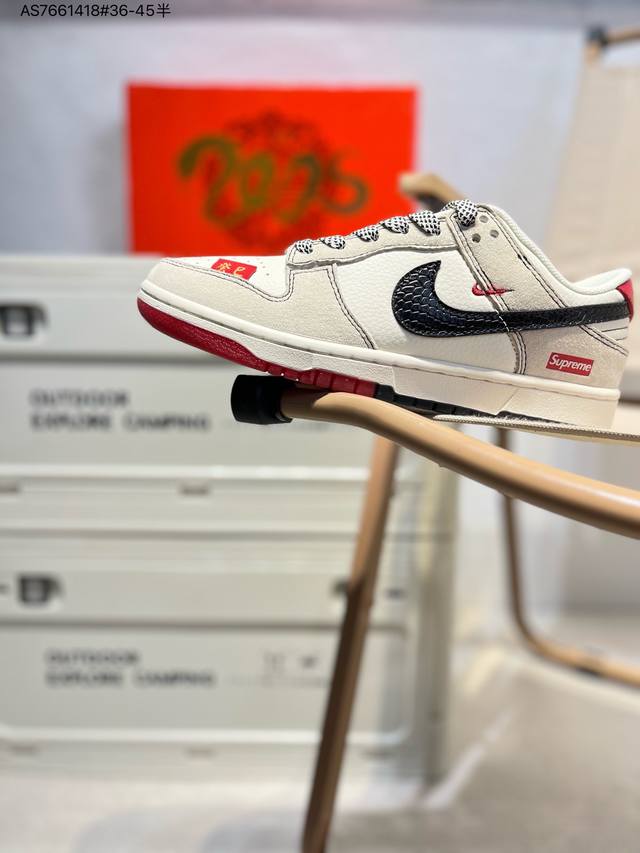 海外爆款限量发售！公司级 Nike Sb Dunk Low“Supreme联名” 周年高端定制 低帮休闲板鞋 定制鞋盒 大厂纯原品质出货 超高清洁度 皮料切割干
