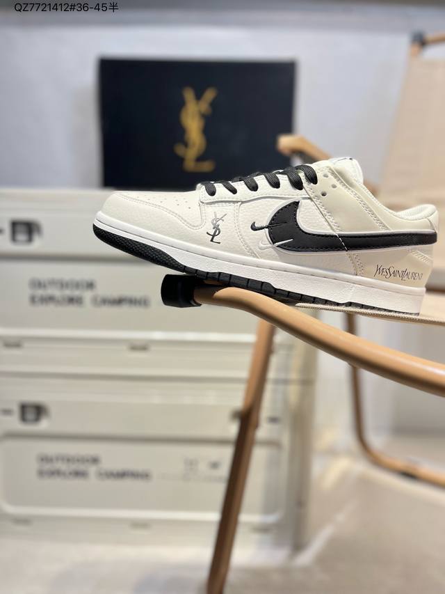 Nike Sb Dunk Low“圣罗兰联名” 周年高端定制 低帮休闲板鞋 定制鞋盒 超高清洁度 皮料切割干净无任何毛边Gf2409 Qz7721412#36-