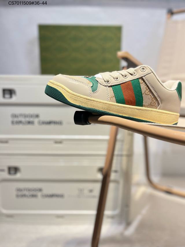 Gucci Distressed Screener Sneaker古驰经典小脏鞋原型复古百搭老爹板鞋 复古学院风546551 Cs7011509#36-44
