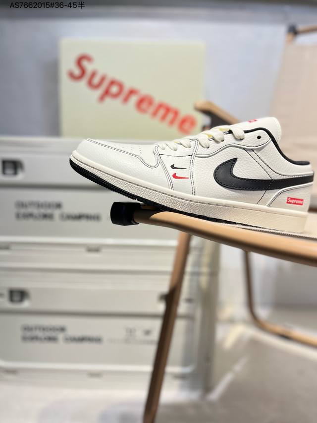 定制鞋盒 纯原大厂# Supreme X乔丹Air Jordan 1 Low Aj1低帮系列篮球鞋 官方同步配色 原装级产物 #拒绝公底 立体鞋型 细节完美Xx