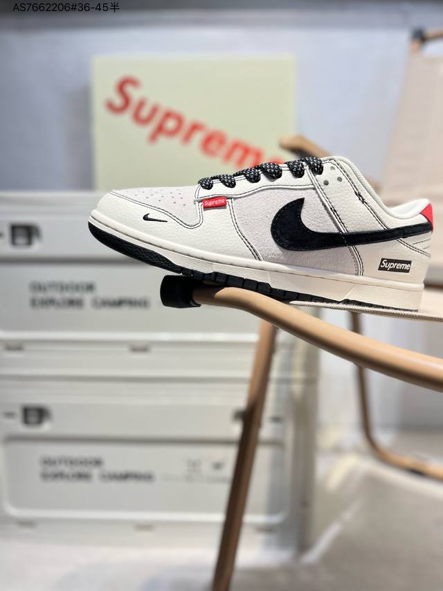 海外爆款限量发售！公司级 Nike Sb Dunk Low“Supreme联名” 周年高端定制 低帮休闲板鞋 定制鞋盒 大厂纯原品质出货 超高清洁度 皮料切割干