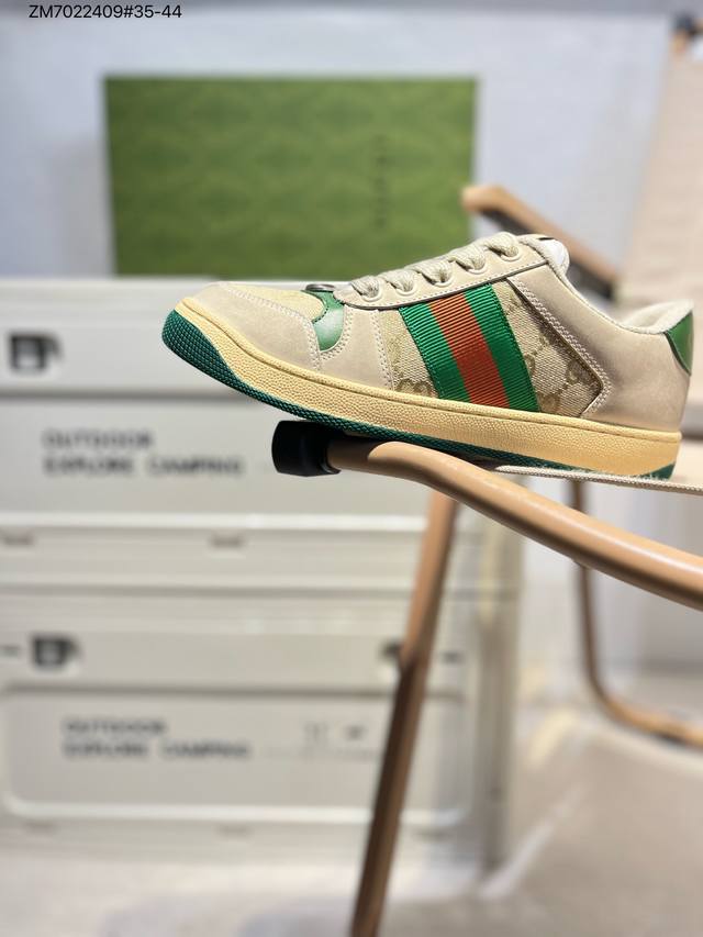 Gucci 古驰 Distressed Screener Sneaker 经典原型复古百搭做旧 小脏鞋 复古学院风 秒杀市面任何版本 全套包装 广东代工出品 原