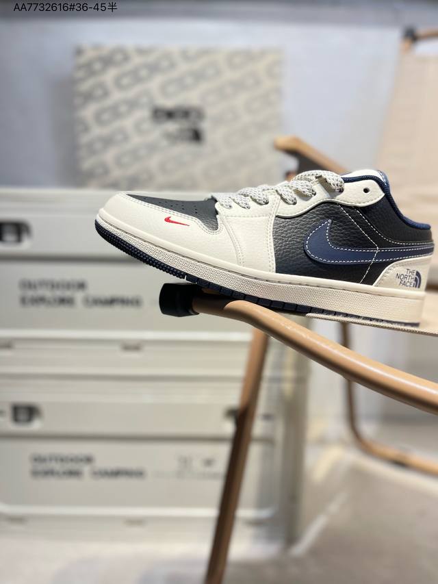 定制鞋盒 纯原大厂# 北面 X乔丹Air Jordan 1 Low Aj1低帮系列篮球鞋 官方同步配色 原装级产物 #拒绝公底 立体鞋型 细节完美 高清洁度Xs