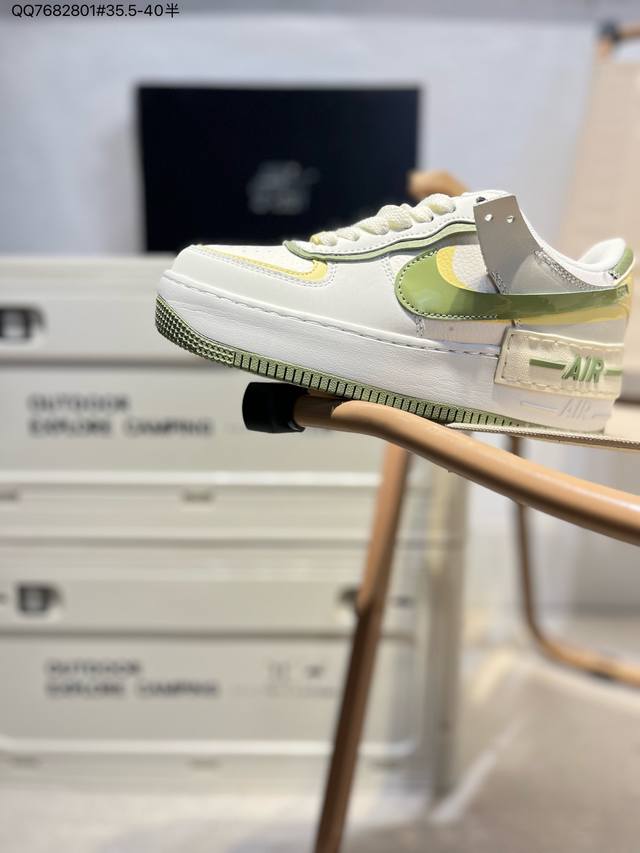 Nk Air Force 1 Shadow 轻量增高低帮百搭板鞋 拼接马卡龙 全新少女系解构主义设计双层轻量Eva发泡中底+防滑Rb橡胶外圈底鞋底 原楦头原纸板