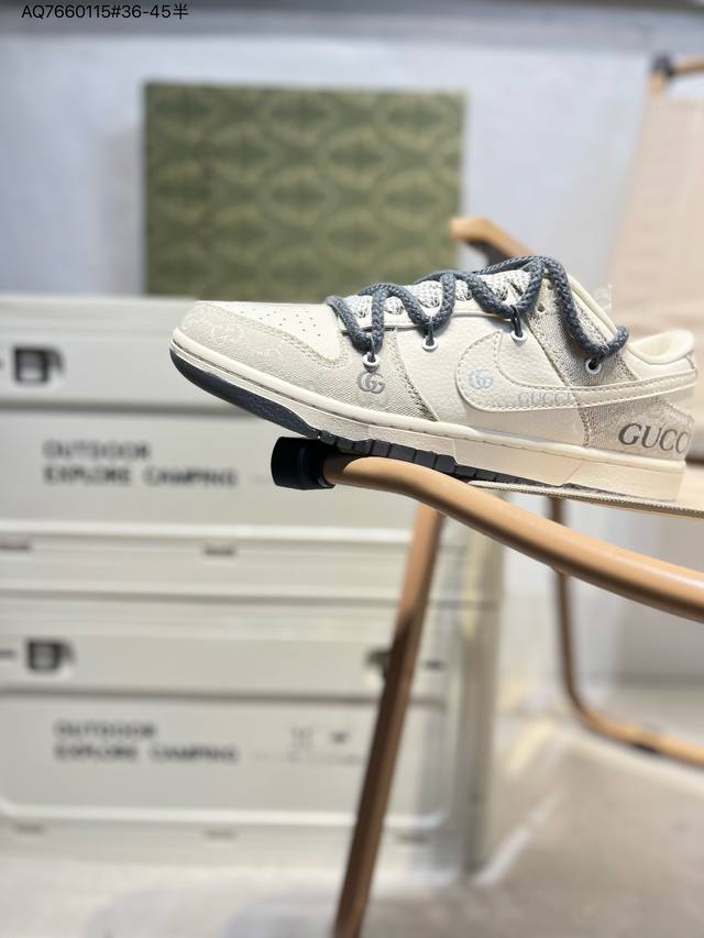 创意定制联名配色,经典美系街头品牌-至高无上 古驰Gucci X Nike By You Sb Dunk Low Retro Sp扣篮系列低帮休闲运动滑板板鞋S