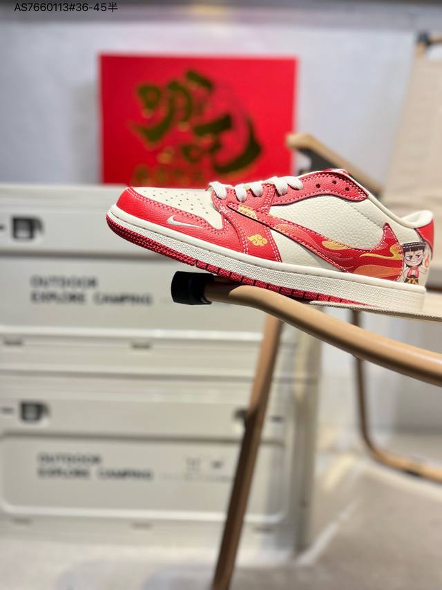 公司级头层皮哪吒敖丙 X 乔丹Air Jordan 1 Low Aj1低帮系列篮球鞋 官方同步配色 原装级产物 #拒绝公底 立体鞋型 细节完美 高清洁度Xs20