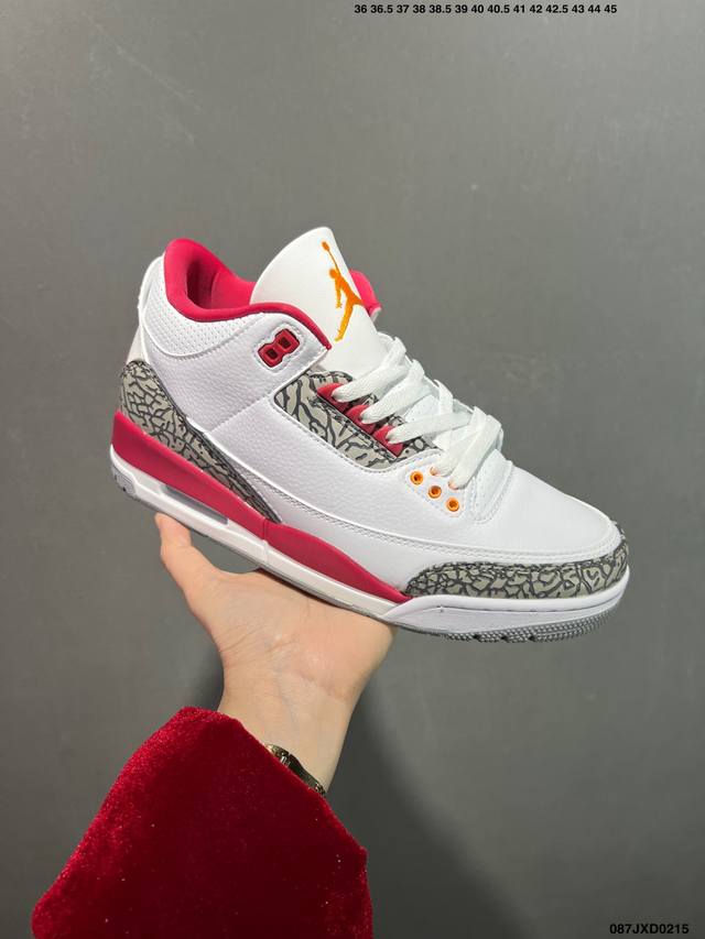 公司级Air Jordan 3 Retro Aj3 乔3 复古休闲运动文化篮球鞋。 首次使用经典传神Jump Man Logo 并创新使用后掌可视气垫。清爽有余