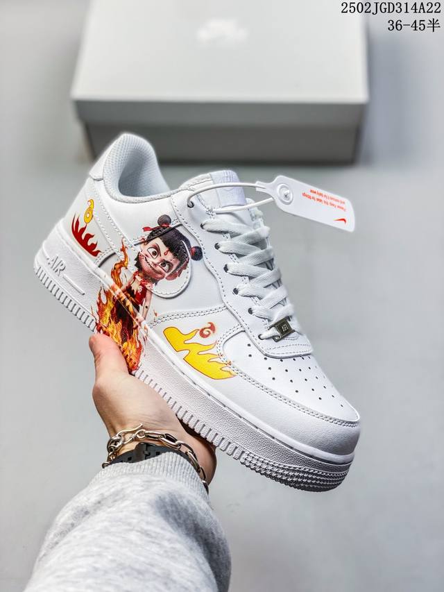 耐克Nike Air Force 1 Low 我命由我不由天 哪吒魔童闹海定制 空军一号低帮涂鸦百搭休闲板鞋 Cw2288 111 码数：36 36.5 37.