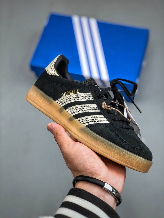 Adidas Originals Gazelle Indoor 黑 三叶草休闲防滑耐磨低帮板鞋 Ji2755 尺码：35-44 半