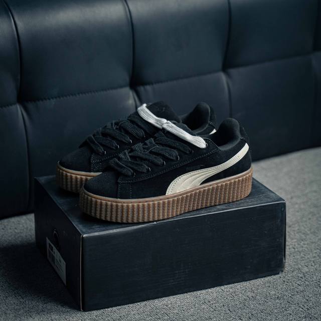 核心私 Puma Creeper Phatty松糕面包版系列低帮厚底百搭休闲增高板鞋“午夜黑白生胶底” 货号：396403 01 尺码：35.35 36 36.