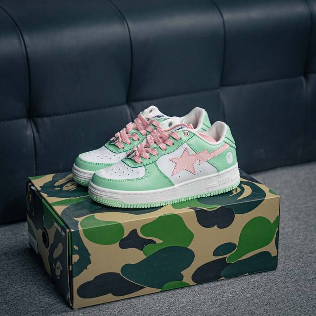核心私 A Bathing Ape 安逸猿 男女运动鞋复古板鞋 升级原楦原纸版数据开发，采用超软皮革鞋面材质，内置全掌Air Sole气垫 定制联乘，日本里原宿