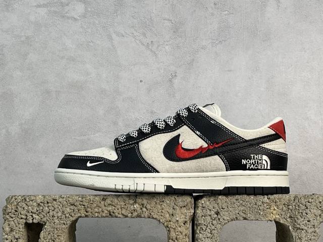 放店私 Nk Sb Dunk Low 北面联名 刺绣黑红勾 周年高端定制 低帮休闲板鞋 Dj2024-128 #定制鞋盒 大厂纯原品质出货 超高清洁度 皮料切割